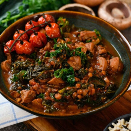 Lentil, Kale and Mushroom Stew